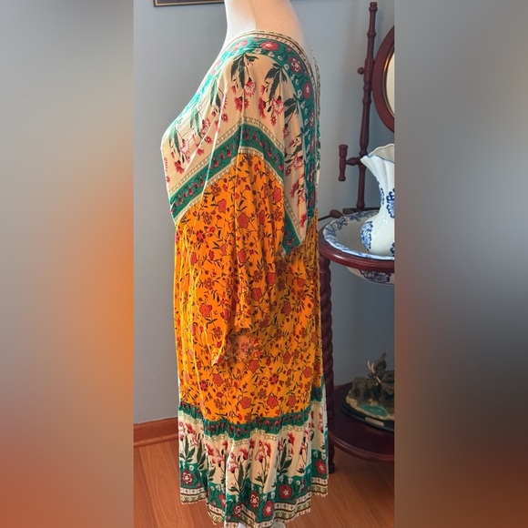 Kaleidoscope Accessories Boho Yellow Floral Swim Cover Up One Size Fits Most - Picture 3 of 7